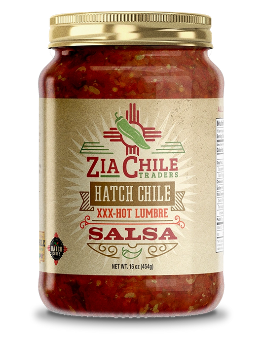 Zia Chile Traders Hatch Chile Salsa XXX-Hot Lumbre jar