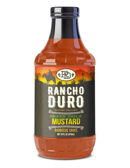 Rancho Duro Green Chile Mustard Barbecue Sauce 16 ounce bottle