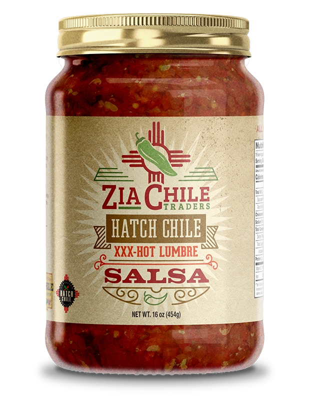 Zia Chile Traders Hatch Chile Salsa XXX-Hot Lumbre jar
