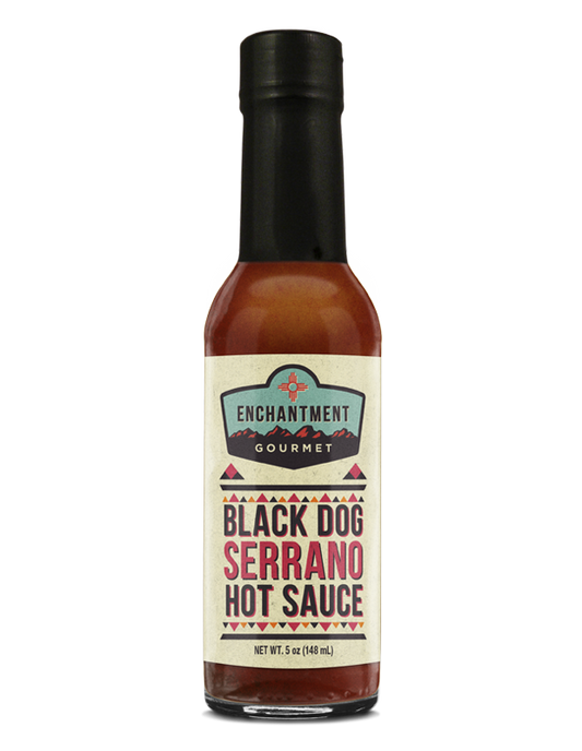 Black Dog Serrano hot sauce bottle 
