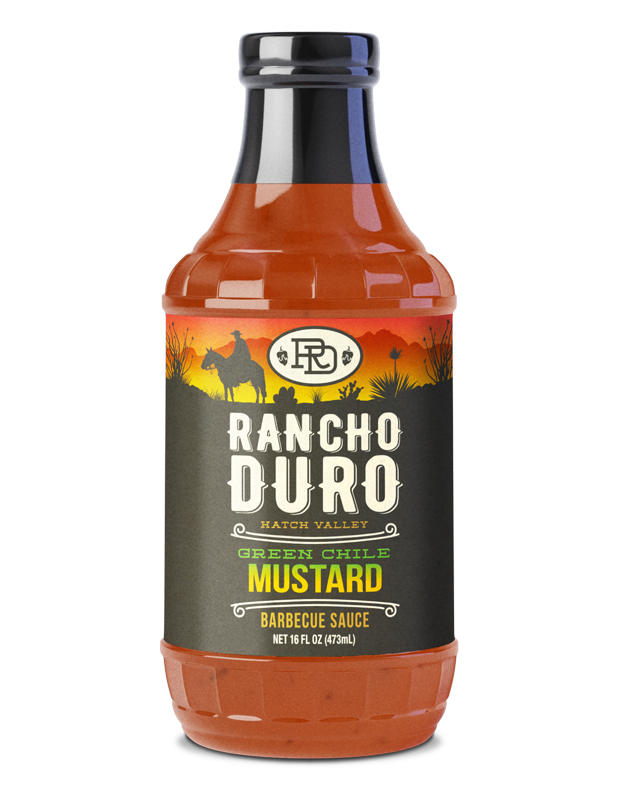 Rancho Duro Green Chile Mustard Barbecue Sauce 16 ounce bottle